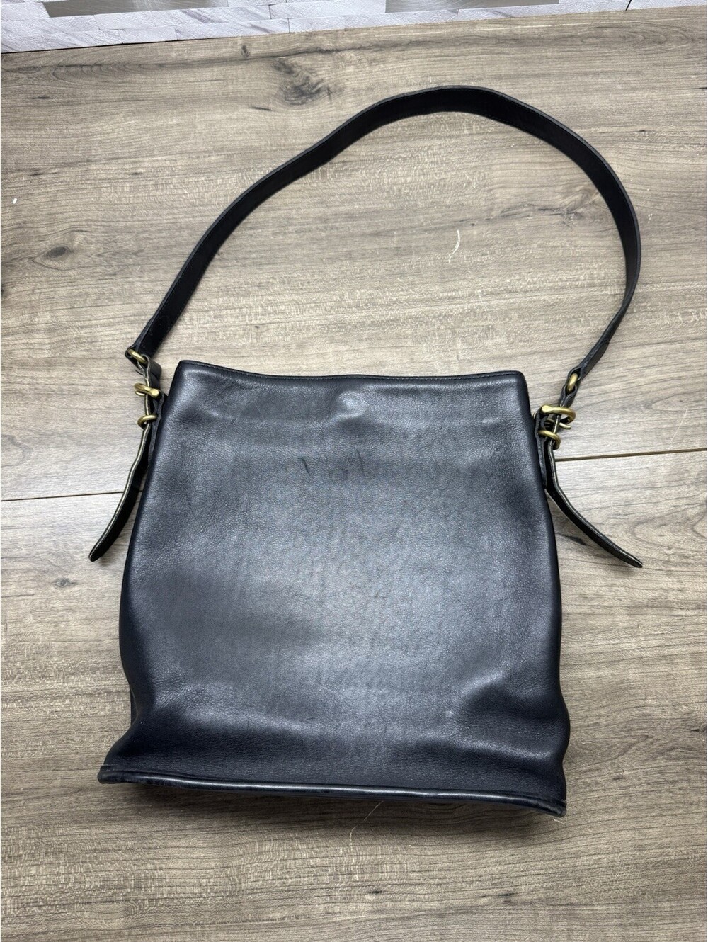 Vintage COACH 9806 Shoulder Bag Leather Black Adjustable Strap H7C-9806